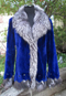 Blue dyed Sheared Beaver with Silver Fox Jacket